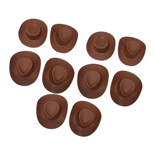 10 x Mini Cowboyhüte Puppenhaus Mini Cowgirl Hut, Tortenaufsatz, Maßstab 1/6 für 30 cm Dol, Miniatur-Cowboyhut für Puppe, Braun von Amagogo