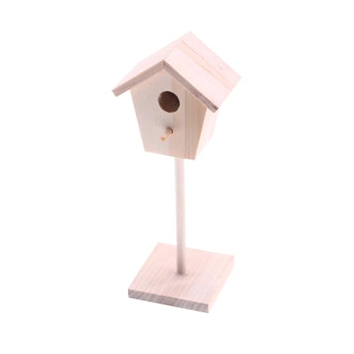 Amagogo 1:12 Miniatur-Puppenhaus-Vogelhaus, freistehendes aus Holz für Terrasse, Mikrolandschaft, Outdoor-Zubehör, Dekoration von Amagogo