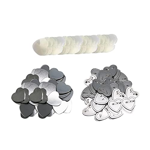 Amagogo 100 x Blanko-Knöpfe, Metallabdeckung, DIY-Pin-Knöpfe, Versorgungsknöpfe, Teile-Materialien, Herzform-Kit für die Herstellung von Amagogo