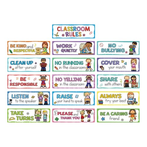 Amagogo 16-teiliges Unterrichtsplakat mit Regeln für Klassenzimmer, Diagramme mit Guten Gewohnheiten und Manieren, Anzeige von Vorschulschildern zum von Amagogo