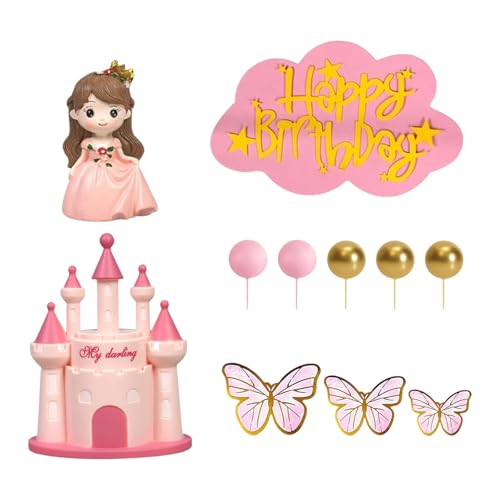 Amagogo 18 Stück Prinzessinnen-Kuchenaufsätze mit Schmetterlingen und Bällen, Partygeschenke, süße Geburtstagsparty-Dekorationen für Mädchen und von Amagogo