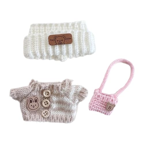 Amagogo 3X Mini Doll Outfits Hut Pullover Rucksack Set, DIY entzückende Puppen Kleidung Kleid, für 15cm 17cm Puppe, Mode Puppe, Weiß Khaki Und Pink Amagogo 3X Mini Doll Outfits Hut Pullover Rucksack Set, DIY entzückende Puppen Kleidung Kleid, für 15cm 17cm Puppe, Mode Puppe, Weiß Khaki Und Pink von Amagogo