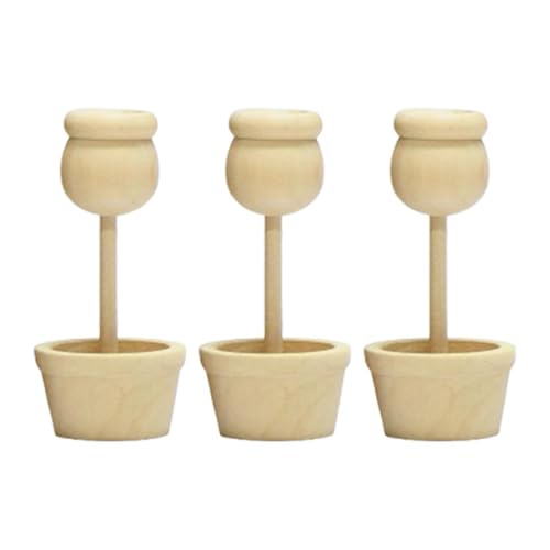 Amagogo 3x unvollendete Holzverzierungen, Ornamente, DIY Home Decor Holzhandwerk DIY Holz Pflanzer Set für Partykamin -Bar, Style C von Amagogo