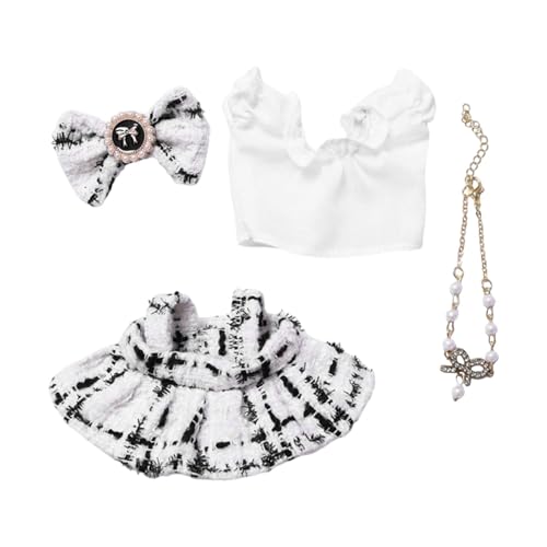 Amagogo 4X Puppenkleidungsset Mädchen Puppenoutfits Dekorative Ankleide Mode Foto Requisiten Kleidung Anzug für 15 cm oder 17 cm Anhänger Puppen, Weiß Schwarz von Amagogo