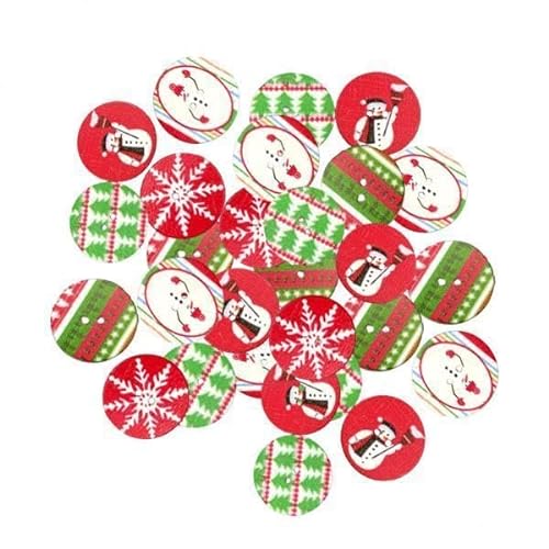 Amagogo 6 X 100 Stück Bunte Weihnachtsknöpfe mit 2 Löchern Zum Nähen, Scrapbooking, Basteln, Jeans, Hosen, Dekoration von Amagogo