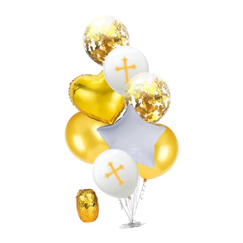 Amagogo 8x Osterballons, Partyzubehör, Kreuzatmosphäre, Bless, Folienlatex für Heim, Gold von Amagogo