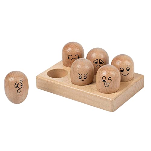 Amagogo Ausdrucksspielzeug Geschenk zur Reduzierung von Stress und Angst Gesichtsausdrücken Sensorisches Trainingsspiel Lustiges Emotionsspielzeug aus Holz von Amagogo