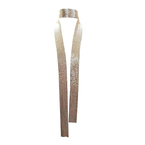 Amagogo Frauen Glitter Sparkly Pailletten Schal Halsband Glänzende Kette Halskette Krawatte Kette für Club Schmuck Zubehör Prom Party, Gold von Amagogo