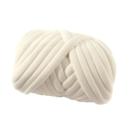 Amagogo Grobes Garn, Jumbo-Schlauchgarn, waschbar, Häkeln, weicher Armstrickgarn, sperriges Garn für Teppichherstellung, Pullover, Haustierbett, DIY-Körbe, weiß von Amagogo