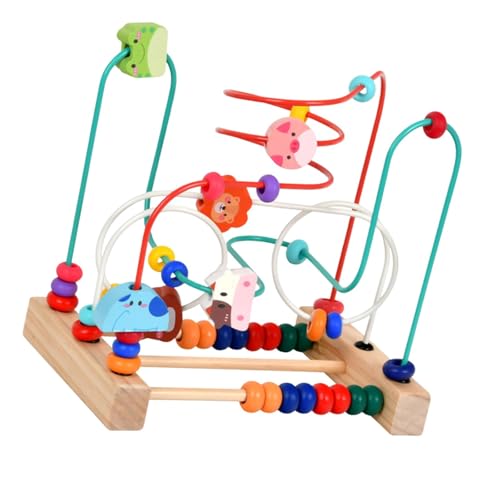 Amagogo Holzperlen-Spielzeug, Rollenspielzeug, räumliches Denken, mathematische kognitive Entwicklung, Tiere, Formen, Bunte Rollen von Amagogo
