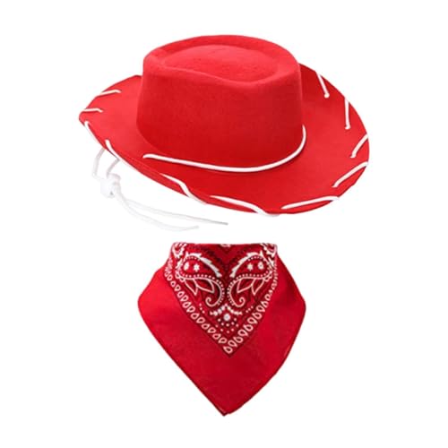 Amagogo Kinder Western Cowboyhut und Bandana Kopfbedeckung zum Geburtstag der Bühne Performance, Rot von Amagogo