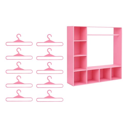 Amagogo Kleiderschrank für Puppen, Aufbewahrung von Kleidung für Figuren, Ausstellungsregal mit Kleiderbügeln, Ausstellungsbox für Puppenzubehör für den, Rosa Amagogo Kleiderschrank für Puppen, Aufbewahrung von Kleidung für Figuren, Ausstellungsregal mit Kleiderbügeln, Ausstellungsbox für Puppenzubehör für den, Rosa von Amagogo