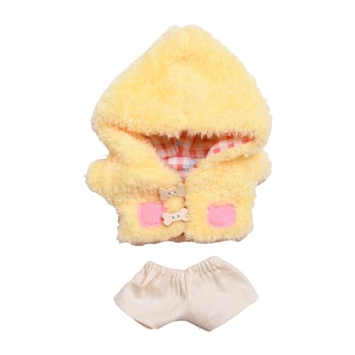 Amagogo Puppen-Kapuzenpullover, Kleidung, Anhänger, Puppen-Outfits für kleine Modegeschenke, abnehmbare Anzieh-Puppenkleidung für 5,91-Zoll-Puppen, Gelb von Amagogo