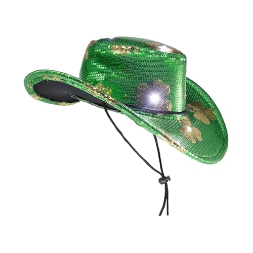 Amagogo ST Day Hüte, Western-Cowgirl-Hut für Damen und Herren, grünes Kostümzubehör für Halloween, Braut, Cosplay, Abschlussball, Partygeschenke von Amagogo