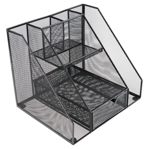 Amagogo Schreibtisch Akten Organizer, Vertikales Aktenregal, Metall, Langlebig, Lagerregal, Dokumentenhalter für Zuhause, Klassenzimmer, Schule, Schublade in der Mitte von Amagogo