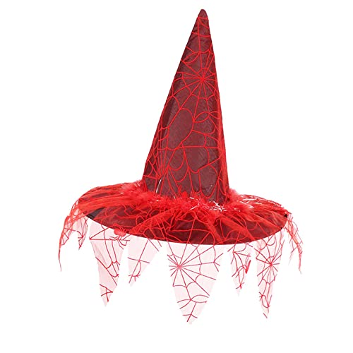 Amagogo Schwarzer Spitzhut für Halloween-Kostüme - Einzigartiges Accessoire für Erwachsene, Rot von Amagogo