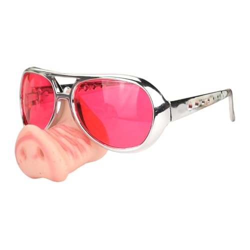 Amagogo Schweine-Brille mit großer Nase, dekorative Brille, Verkleidungsbrille für Festivals, Rot von Amagogo