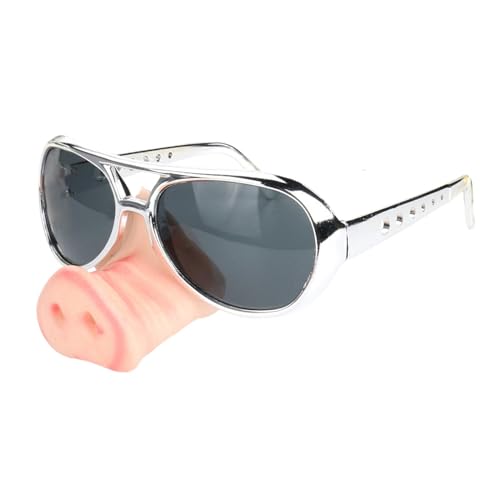 Amagogo Schweine-Brille mit großer Nase, dekorative Brille, Verkleidungsbrille für Festivals, Silber von Amagogo
