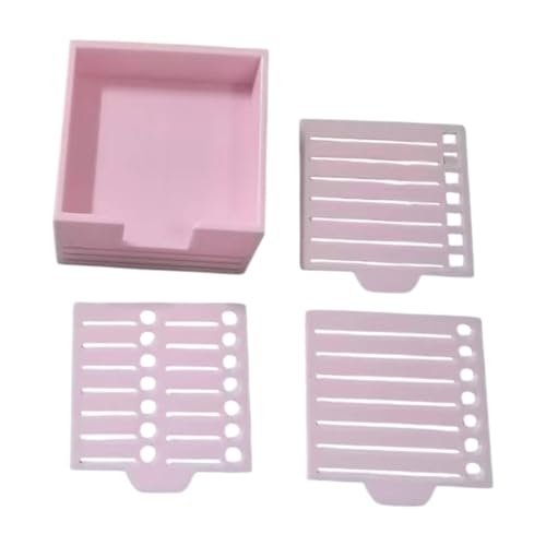 Amagogo Sticky Note Holder mit Schablonen -Memo -Papierspeicherbox Praktische Geschenke einfach zu verwenden Mehrzwecknotizenspender für die Schule, Rosa von Amagogo