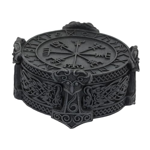 Schmuckschatulle, nordische Wikinger-Geschenke, Ohrring-Organizer, tragbar, Kompass, Knotenarbeit, für Herzstück, Geschenk, Ohrringe Schmuckschatulle, nordische Wikinger-Geschenke, Ohrring-Organizer, tragbar, Kompass, Knotenarbeit, für Herzstück, Geschenk, Ohrringe von Amagogo
