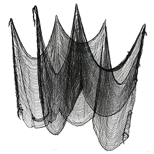 Schwarzes gruseliges Halloween-Tuch, gruselige Halloween-Dekoration, Heimdekoration, gruselige Party-Hängedekoration aus Gaze, gruseliges, 76cmx300cm von Amagogo