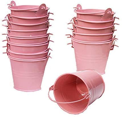 30x Mini Eimer Rosa Weiß Organzabeutel Schmucksäckchen Gastgeschenk Hochzeit Party Taufe Süßigkeiten Bonbons Tischdeko Bonboniere Mit Tragegriff von Amajoy