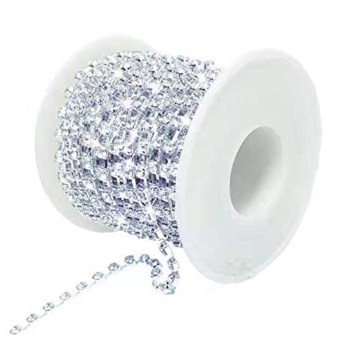 AmaJOY Einreihige Strass-Kette zum Basteln, für selbstgemachte Dekorationen, für Hochzeiten, zum Nähen und zur Verzierung, 9,14 m lang, 3mm breit, silberfarben AmaJOY Einreihige Strass-Kette zum Basteln, für selbstgemachte Dekorationen, für Hochzeiten, zum Nähen und zur Verzierung, 9,14 m lang, 3mm breit, silberfarben von Amajoy