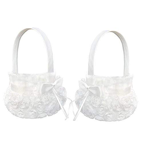 AmaJoy Romantischer Blumenmädchen-Korb mit Schleife, Rosen-Design, 13 cm, Satin, für Hochzeit, 2 Stück AmaJoy Romantischer Blumenmädchen-Korb mit Schleife, Rosen-Design, 13 cm, Satin, für Hochzeit, 2 Stück von Amajoy