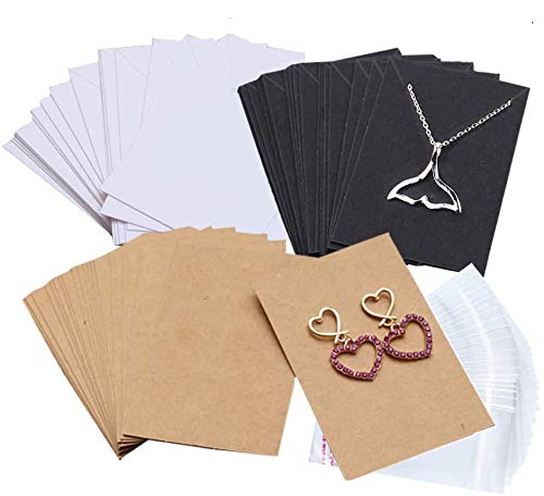 Amajoy Displaykarten für Halskette, Ohrringe, mit selbstschließenden Beuteln für Ohrstecker, Ohrringe, Halskette, 3 Farben, Braun, Weiß, Schwarz, je 360 Karten und Beutel Amajoy Displaykarten für Halskette, Ohrringe, mit selbstschließenden Beuteln für Ohrstecker, Ohrringe, Halskette, 3 Farben, Braun, Weiß, Schwarz, je 360 Karten und Beutel von Amajoy