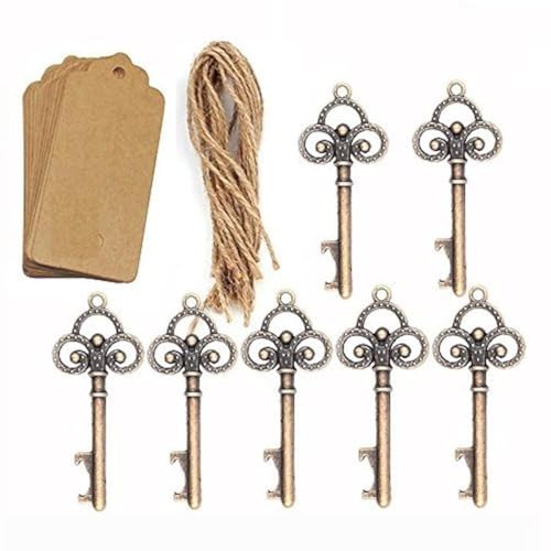 Rustikale Schlüssel und Flaschenöffner, 50 Stück, gut als Gastgeschenk für Hochzeiten, mit 50 Kärtchen und Schnüren, für Gäste, Partyzubehör Rustikale Schlüssel und Flaschenöffner, 50 Stück, gut als Gastgeschenk für Hochzeiten, mit 50 Kärtchen und Schnüren, für Gäste, Partyzubehör von Amajoy