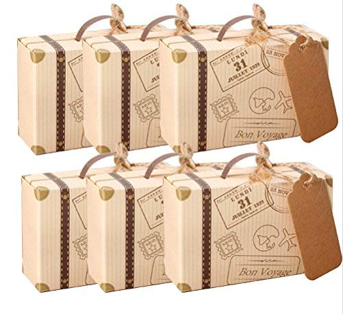AmaJOY Mini-Koffer, Gastgeschenkbox für Hochzeiten mit Anhängeschildchen aus Kraftpapier und Leinenschnur, Süßigkeitenschachtel für Geburtstagsfeier/Babyparty/Hochzeitsdekor, 50 Stück AmaJOY Mini-Koffer, Gastgeschenkbox für Hochzeiten mit Anhängeschildchen aus Kraftpapier und Leinenschnur, Süßigkeitenschachtel für Geburtstagsfeier/Babyparty/Hochzeitsdekor, 50 Stück von Amajoy