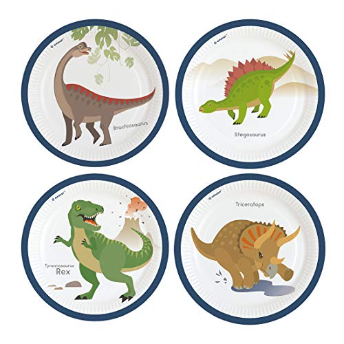 Amakando 8 Außergewöhnliche Dinosaurier Pappteller / 22,8cm / Saurier Urzeit-Monster Einmal-Teller/Wie geschaffen zu Kinderparty & Geburtstagsfeier von Amakando