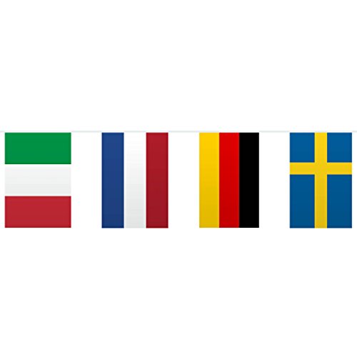 Amakando EU Wimpelgirlande - 10 m - Wimpelkette Europa Partydeko Europäische Staaten Länder Papiergirlande Flaggen Party Deko Wimpelkette Europa von Amakando