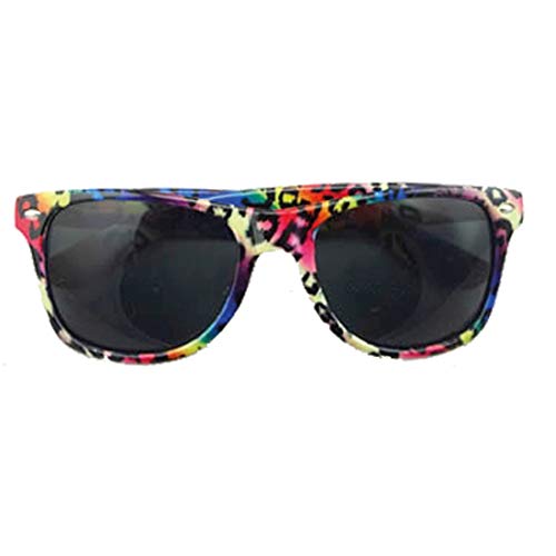 Amakando Farbenfrohe Retro Brille in Leo-Look/Regenbogen Karnevalsbrille mit Animal Print/Bestens geeignet zu 80er-Party & Fasching von Amakando