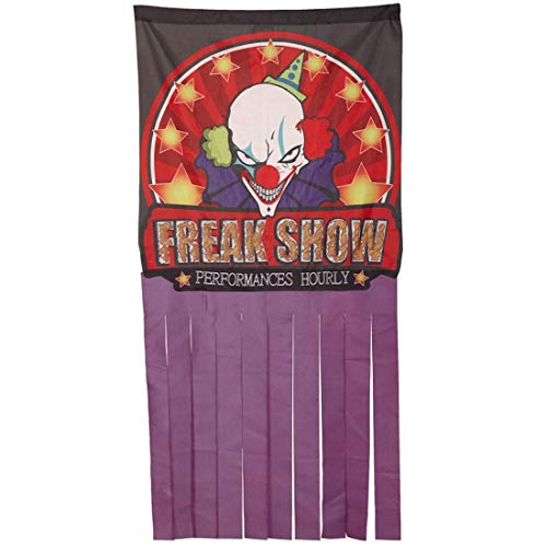 Amakando Gruseliger Freak Show Türvorhang Killer-Clown / 158x78cm / Eindrucksvoller Fransenvorhang Grusel-Zirkus/Bestens geeignet zu Gruselparty & Halloween von Amakando