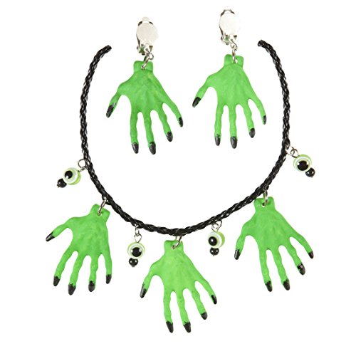 Amakando Halloween Halsschmuck Hexen Halskette und Ohrringe grün Voodoo Hexenschmuck Hexenkette Hexenanhänger Kostüm Schmuck Gothic Collier Anhänger Hexe Amakando Halloween Halsschmuck Hexen Halskette und Ohrringe grün Voodoo Hexenschmuck Hexenkette Hexenanhänger Kostüm Schmuck Gothic Collier Anhänger Hexe von Amakando