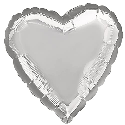 Amakando Herz Folienballon 43 cm - Silber - Hochzeitsballons Partydeko Herzluftballons Raumdeko Herzballons Deko Hochzeitsdeko Hochzeit Luftballon von Amakando
