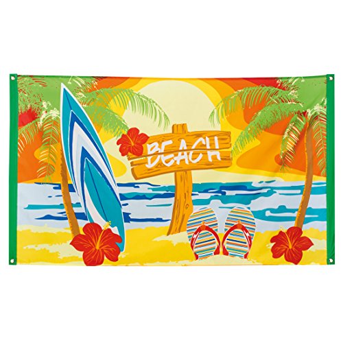 Amakando Stoffbanner Sommerparty - 90 x 150 cm - Partybanner Beach Party Transparent Sommerfest Textilbanner Mottoparty Hawaii Dekoration Karibik Bar Südsee Partybanner Beach Party von Amakando