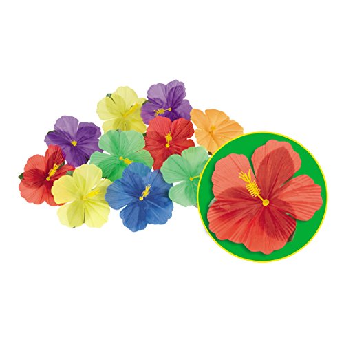 Amakando Tischdeko Hawaii 24 Hibiskus Blüten Dekoration Beachparty Partydeko Karibik Südsee Deko Blumen 24 Hibiskus Blüten von Amakando