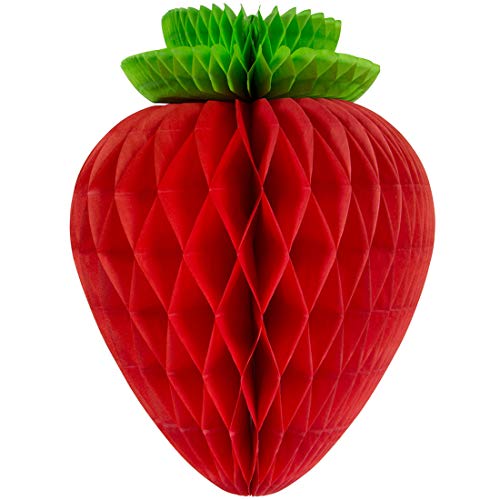 Amakando Tropische Wabendeko Erdbeere als Raumdekoration/Höhe ca. 34 cm & Durchmesser ca. 25 cm in rot-grün/Früchte Deko-Hänger Obst geeignet zu Strandparty & Grillparty von Amakando