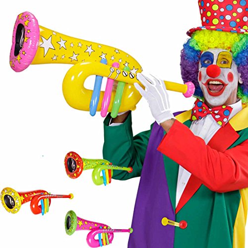 Aufblasbare Tuba Accessoire Clown Kostüm gelb Musikinstrument zum Aufblasen Zirkusparty Zubehör Instrumentenimitat Tuba Imitat von Amakando