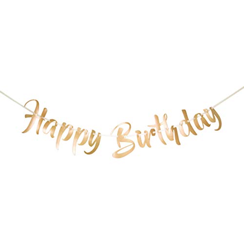 Amakando Goldfarbene Geburtstagsgirlande zum Aufhängen/Gold 1m / Wimpelkette Happy Birthday/EIN Highlight zu Geburtstagsfeier & Kindergeburtstag von Amakando