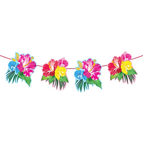 Karibische Hibiskus Wimpelgirlande / 6m / Sommer Partykette zum Aufhängen/Wie geschaffen zu Strandparty & Hawaiiparty von Amakando