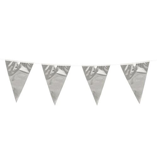 Partydekoration Geburtstag Feier - 10 m - Party Girlande Silber Partygirlande Fest Wimpelgirlande Jubiläum Geburtstagsdeko Party Girlande Silber Partydekoration Geburtstag Feier - 10 m - Party Girlande Silber Partygirlande Fest Wimpelgirlande Jubiläum Geburtstagsdeko Party Girlande Silber von Amakando
