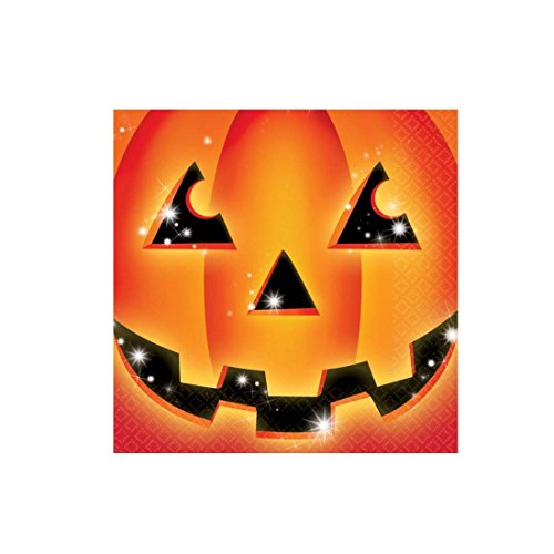 Partyservietten 16 Halloween Kinder Servietten 33 x 33 cm Kürbis Party Tischservietten Papierservietten Kinderparty Motivservietten Kürbis Tischdeko Halloweenparty Zubehör Mottoparty Einwegservietten von Amakando