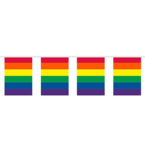 Regenbogen Wimpel Girlande - 10 m - Rainbow Partykette Geburtstag Wimpelgirlande bunt CSD Partygirlande Pride Fahnenkette Bunte Wimpelkette Regenbogen Wimpel Girlande - 10 m - Rainbow Partykette Geburtstag Wimpelgirlande bunt CSD Partygirlande Pride Fahnenkette Bunte Wimpelkette von Amakando