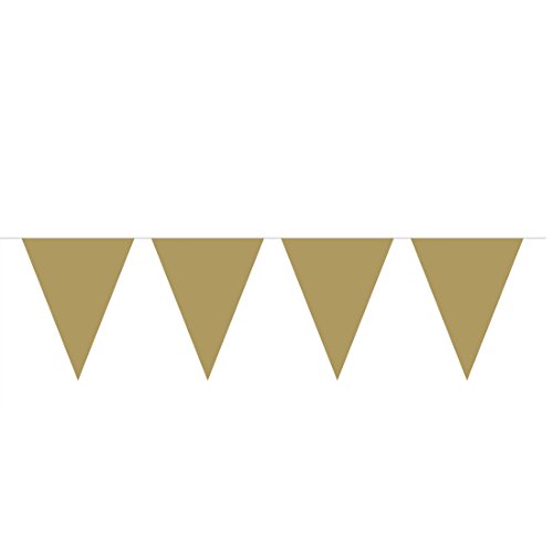 Wimpel Girlande Gold - 10 m - Partykette Geburtstag Wimpelgirlande Silvester Partygirlande Deko Fahnenkette Jubiläum Wimpelkette Hochzeit Wimpel Girlande Gold - 10 m - Partykette Geburtstag Wimpelgirlande Silvester Partygirlande Deko Fahnenkette Jubiläum Wimpelkette Hochzeit von Amakando
