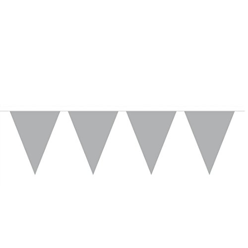 Wimpel Girlande Silber - 10 m - Partykette Geburtstag Silvester Wimpelgirlande Silberhochzeit Partygirlande Fahnenkette Jubiläum Wimpelkette Hochzeit Wimpel Girlande Silber - 10 m - Partykette Geburtstag Silvester Wimpelgirlande Silberhochzeit Partygirlande Fahnenkette Jubiläum Wimpelkette Hochzeit von Amakando