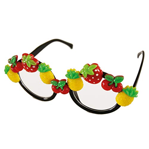 Witzige Damenbrille mit Obst besetzt/Stylische Tropen-Brille mit Erdbeeren, Ananas und Kirschen/Genau richtig zu Mottoparty & Sommerfest von Amakando
