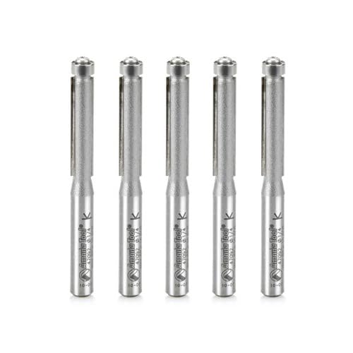Amana Tool 47092-5 Hartmetallbestückte Bündigfräsen-Bits 1/4 D x 1 CH x 1/4 SHK x 2-1/2 Zoll lange Oberfräsen-Bits mit unterem Kugellager, 5 Stück Amana Tool 47092-5 Hartmetallbestückte Bündigfräsen-Bits 1/4 D x 1 CH x 1/4 SHK x 2-1/2 Zoll lange Oberfräsen-Bits mit unterem Kugellager, 5 Stück von Amana Tool